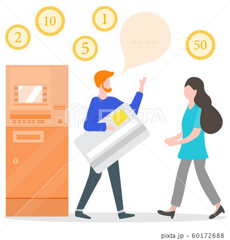 ATM, man with bank card, woman Personal finance ATM, man with bank card, woman Personal finance 60172688