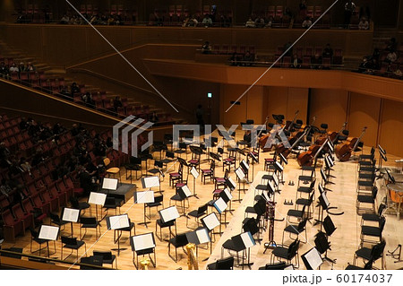 大ホールのオーケストラ席の写真素材