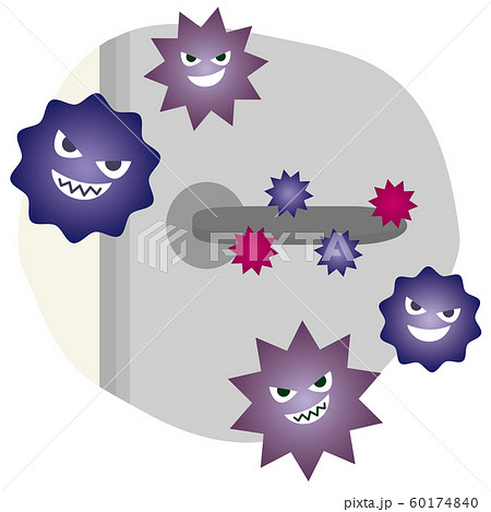 ウイルスや菌がついたドアノブのイラスト素材 60174840 Pixta