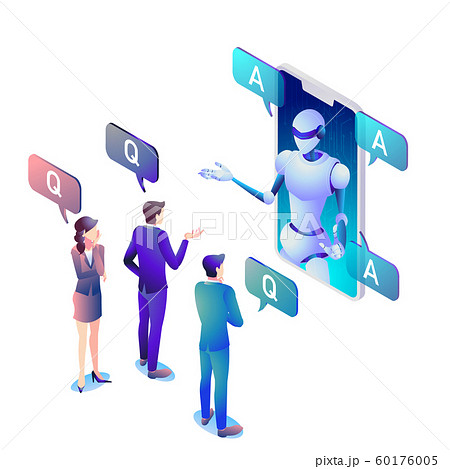 AIロボットと会話するビジネスマンたち 60176005