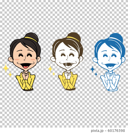 Smiling woman: 3 color variations set 60176398