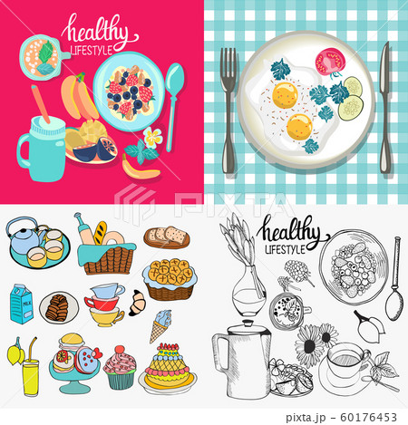 Collection illustration breakfast granola Bowl 60176453