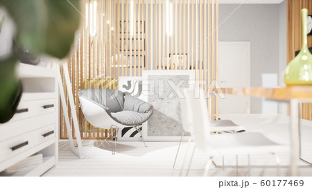 Modern design living room interior in Scandinavian style . 3D rendering 60177469