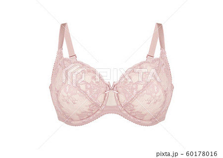 Beautiful pink bra. Lace bra, isolated on white background. 60178016