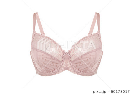 Beautiful pink bra. Lace bra, isolated on white background. 60178017