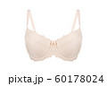 Beautiful beige bra. Lace bra, isolated on white background. 60178024