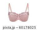 Beautiful pink bra. Lace bra, isolated on white background. 60178025