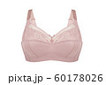 Beautiful pink bra. Lace bra, isolated on white background. 60178026