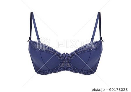 Beautiful blue bra. Lace bra, isolated on white background. 60178028
