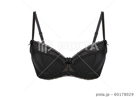 Beautiful black bra. Lace bra, isolated on white background. 60178029