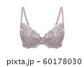Beautiful gray bra. Lace bra, isolated on white background. 60178030