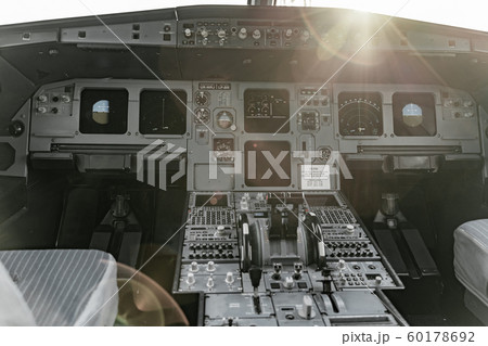 Close up photo of empty pilot seat 60178692