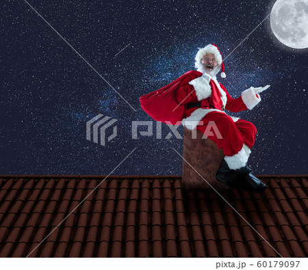 Emotional Santa Claus congratulating with New Year and Christmas 60179097
