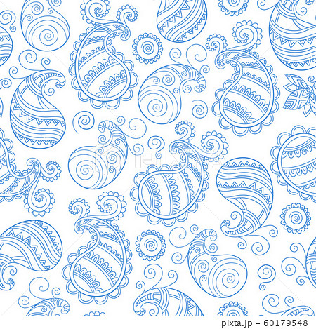 Paisley pattern. Traditional cultural of eastern people textile monochrome vector seamless background 60179548