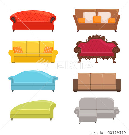 Sofa collection. Bed classic divan modern coach vector interior furniture Sofa collection. Bed classic divan modern coach vector interior furniture 60179549