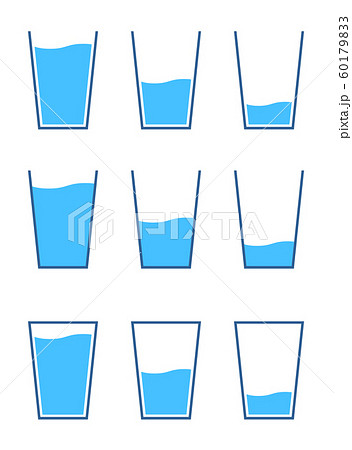 グラスと水のアイコンセット のイラスト素材