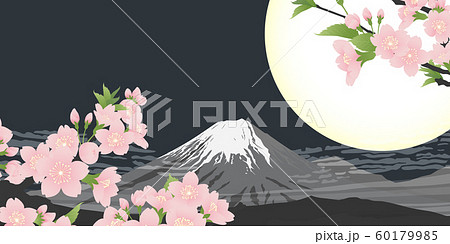 富士山と桜のイラスト素材