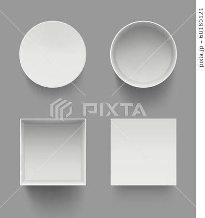 Boxes top view. Gifts present open white cases template vector mockup isolated Boxes top view. Gifts present open white cases template vector mockup isolated 60180121