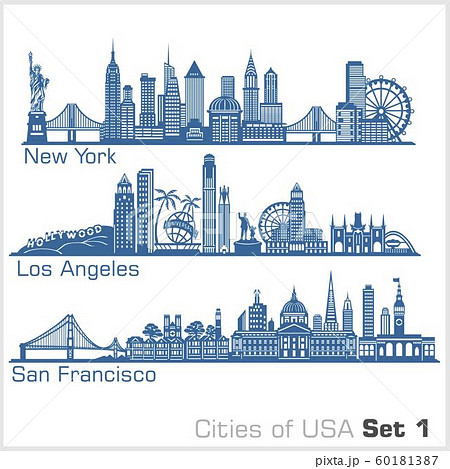 Cities Of Usa New York Los Angeles San のイラスト素材