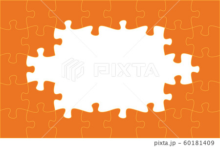 Orange puzzle pieces. Jigsaw frame. Vector illustration 60181409