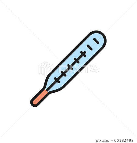 Mercury thermometer flat color icon. Isolated on white background 60182498