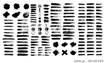 Painted grunge stripes set. Black labels, background, paint texture. Brush strokes vector. Handmade elements. 60182499