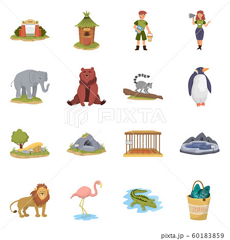 Isolated object of zoo and park sign. Collection of zoo and animal stock vector illustration. 60183859