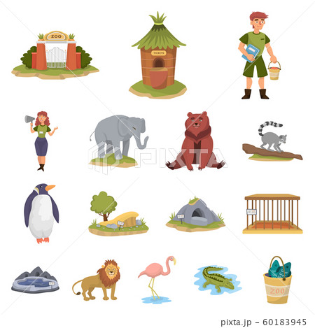 Vector design of zoo and park symbol. Set of zoo and animal stock vector illustration. 60183945