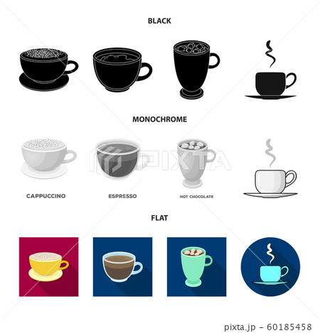 Isolated object of cup and coffe icon. Collection of cup and top vector icon for stock. 60185458