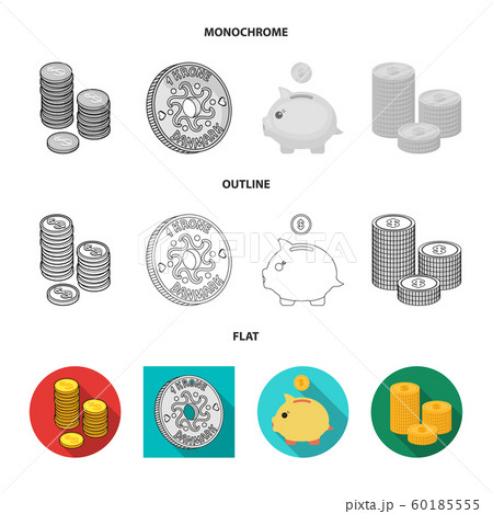 Vector illustration of coin and treasure sign. Collection of coin and money vector icon for stock. Vector illustration of coin and treasure sign. Collection of coin and money vector icon for stock. 60185555