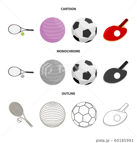 Vector illustration of ball and soccer symbol. Set of ball and basketball stock vector illustration. 60185991
