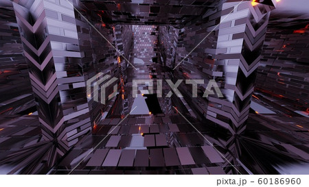 reflective fantasy dungeon tunnel corridor in middle age style and with bricks texture 3d illustration background wallpaper 60186960