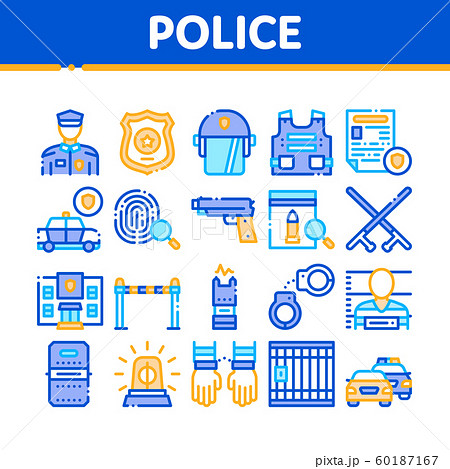 Police Department Collection Icons Set Vector Police Department Collection Icons Set Vector 60187167