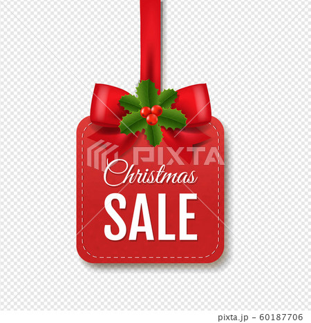 RedPaperChristmasSaleLabelWithSilkRibbonTransparen RedPaperChristmasSaleLabelWithSilkRibbonTransparen 60187706
