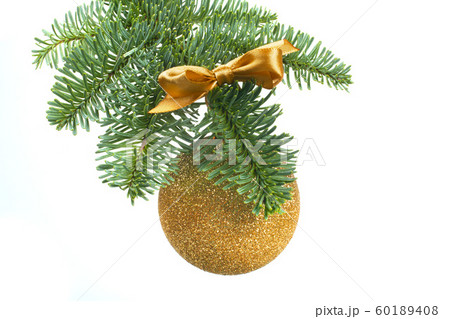 Christmas tree and golden ball on white Christmas tree and golden ball on white 60189408