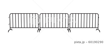 Urban portable steel barrier. Black silhouette of a barrier fence on a white background. 60190290