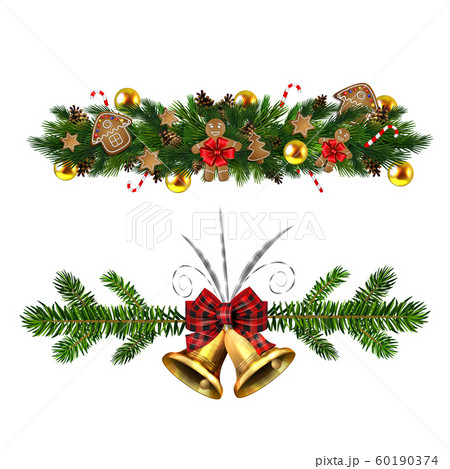 Christmas decorations with fir tree golden jingle bells Christmas decorations with fir tree golden jingle bells 60190374