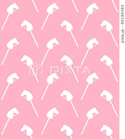 Vector seamless pattern of white flat hobby horse 60190483
