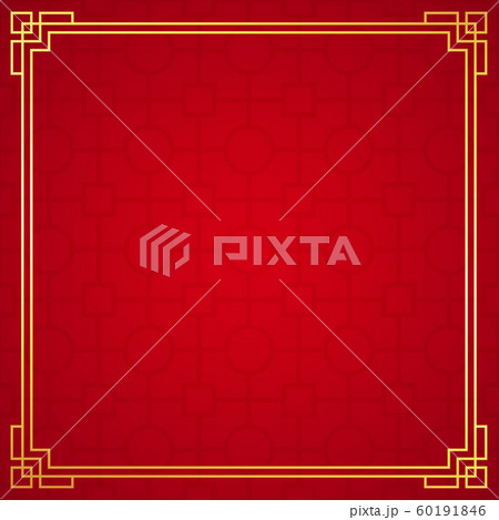 Oriental chinese border ornament on red background, vector illustration 60191846