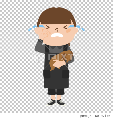 職種のイラスト。女性のトリマー。涙を流して、泣いている女性。 職種のイラスト。女性のトリマー。涙を流して、泣いている女性。 60197146