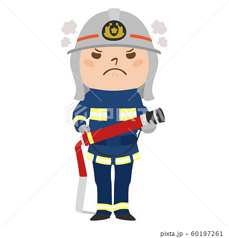 職種のイラスト 男性の消防士 怒っている男性 のイラスト素材