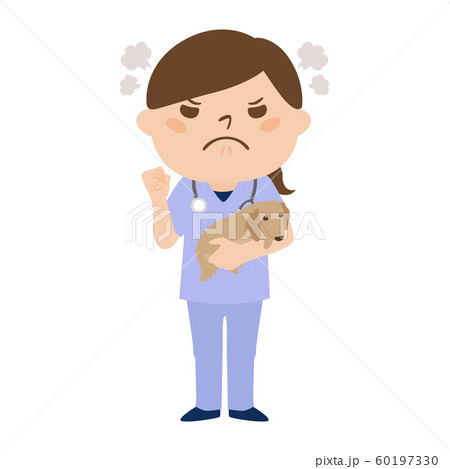職種のイラスト。女性の獣医。怒っている女性。 60197330