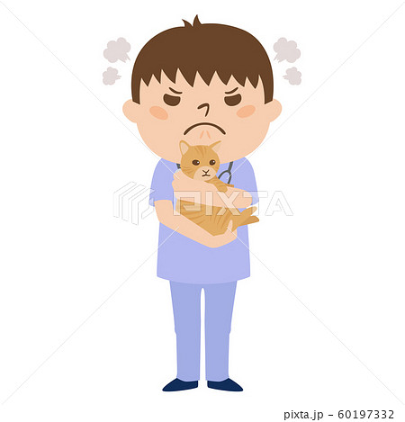 職種のイラスト。男性の獣医。怒っている男性。 職種のイラスト。男性の獣医。怒っている男性。 60197332