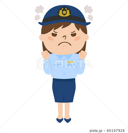 職種のイラスト 女性の警察官 怒っている女性 のイラスト素材