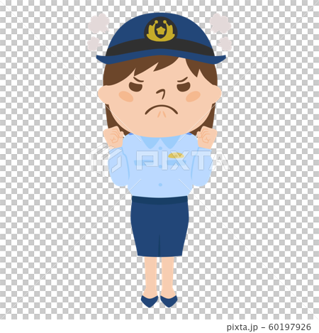 Illustration of occupation. Female police officer. Angry woman. Illustration of occupation. Female police officer. Angry woman. 60197926