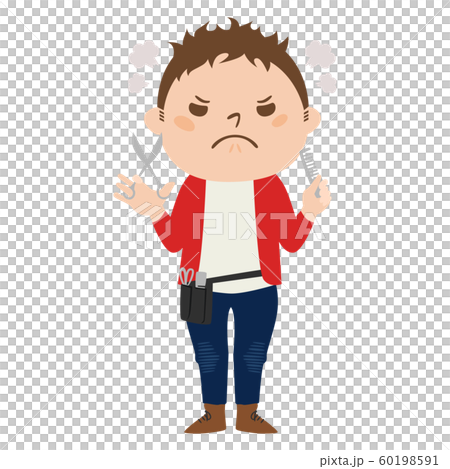 Illustration of occupation. Male hairdresser. Angry man. Illustration of occupation. Male hairdresser. Angry man. 60198591