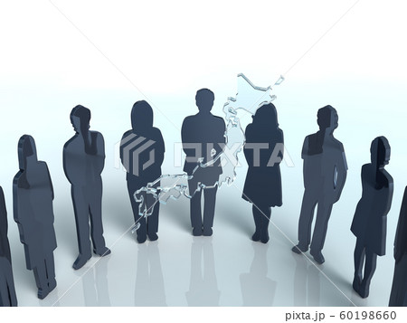 Cg 3d イラスト 立体 デザイン シルエット 男女の輪 議論 コミュニケーションのイラスト素材