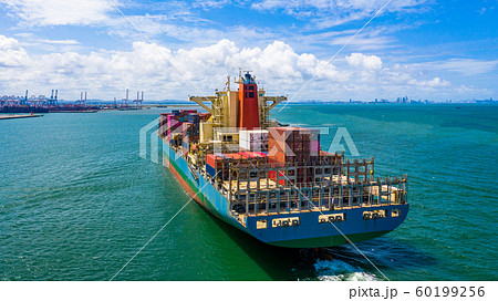 Container ship at industrial port in import export Container ship at industrial port in import export 60199256