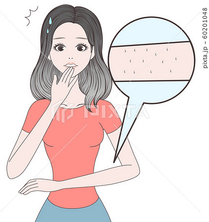 ムダ毛に気付く女性のイラスト素材