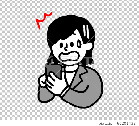 Suit woman surprised while operating smartphone (simple) 60201438